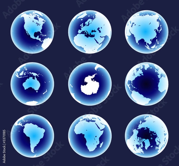 Obraz glowing blue world continents