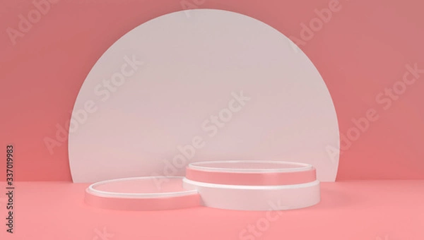 Fototapeta 3d rendering of Abstract Geometric, Scene, Podium, Stage And Display  Mockup. With Pink Color Tone.
