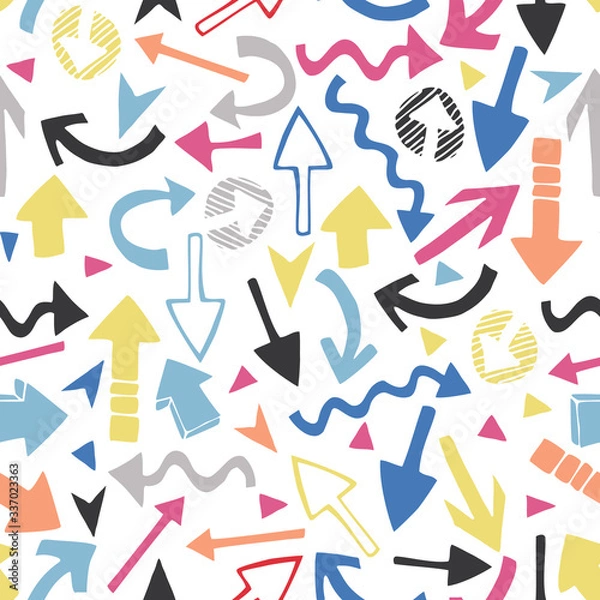 Fototapeta Colourful arrow signs vector repeat. Great for kids, wrapping, home, scrapbooking.