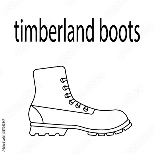Fototapeta vector flat line icon of woomen designer style timberland boots