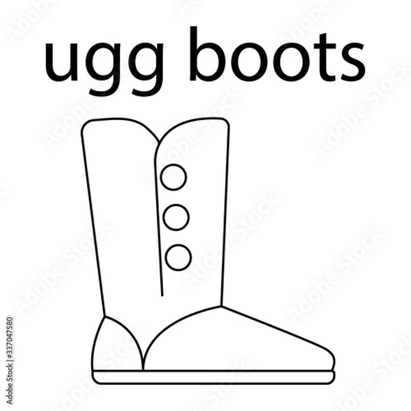 Fototapeta vector flat line icon of woomen designer style ugg boots