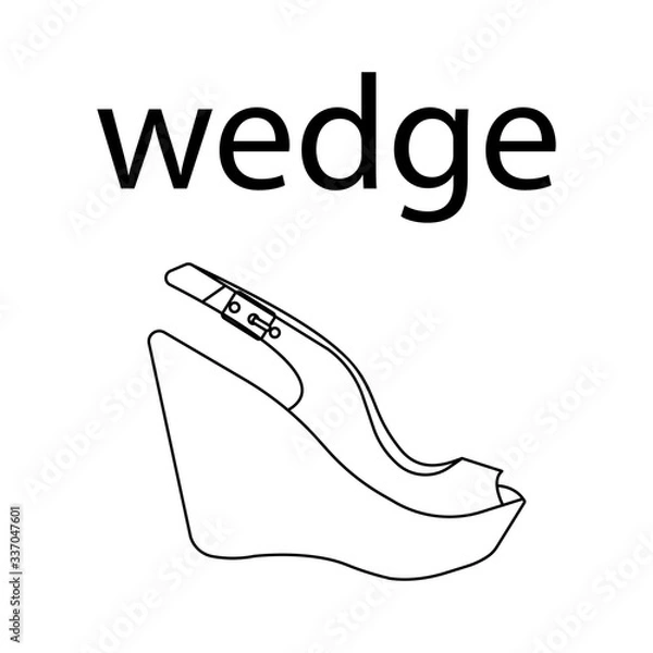 Fototapeta vector flat line icon of woomen designer style wedge shoes