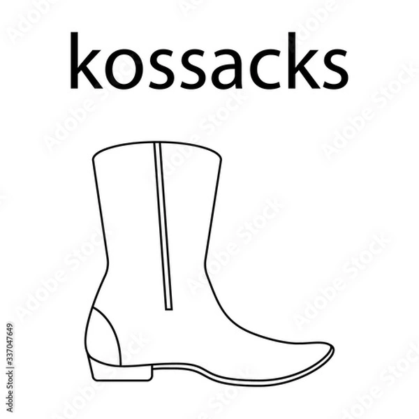 Fototapeta vector flat line icon of woomen designer style kossacks shoes