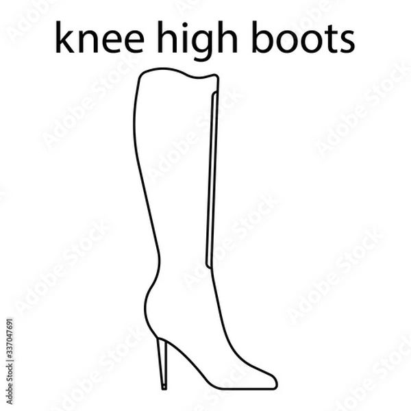 Fototapeta vector flat line icon of woomen designer style knee high boots