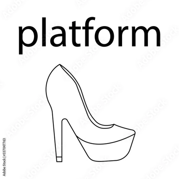 Fototapeta vector flat line icon of woomen designer style platform shoes