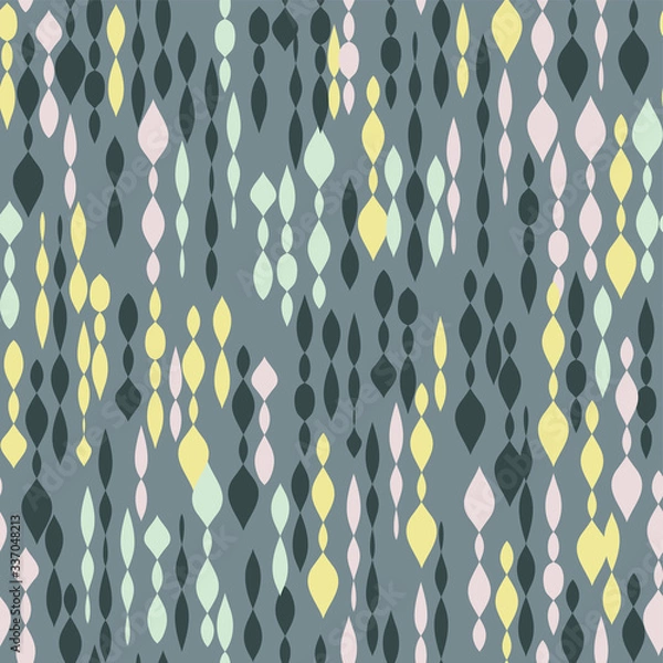 Fototapeta Abstract beaded shapes vector repeat pattern on grey background.