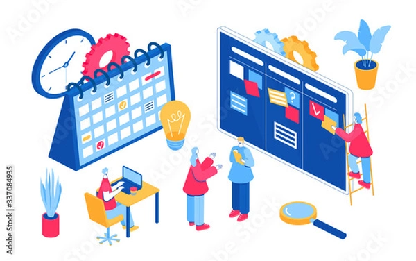 Obraz Agile project management process. Communication, teamwork, business process.