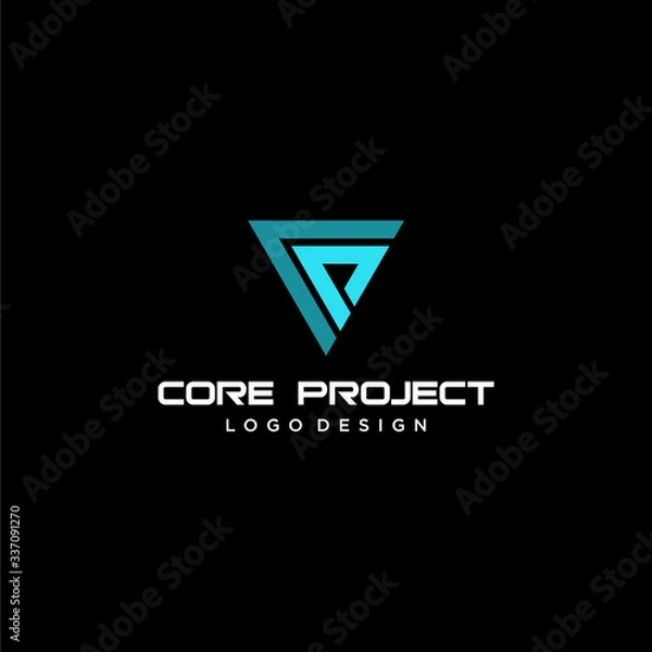 Fototapeta Bold and clean logo design of letter CP and triangle shape. EPS 10, Vector.