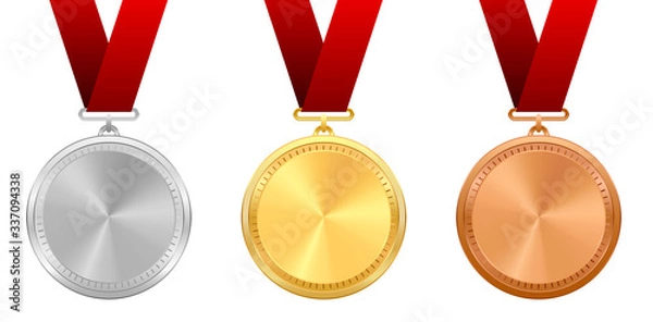 Obraz Vector award medals with red ribbons