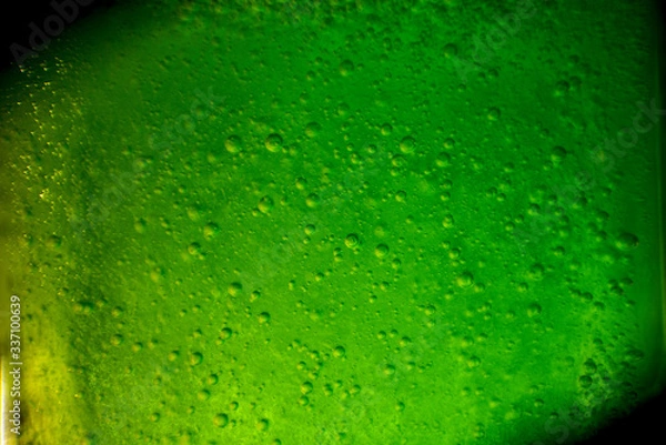 Obraz Creepy Green Glowing Liquid Gas or Soap Bubbles for Evil Scientist Laboratory Halloween Effect