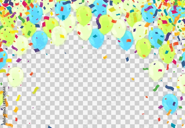 Obraz Group of Colour Glossy Helium Balloons Background. Set of Balloons for Birthday,Vector Illustration EPS 10
