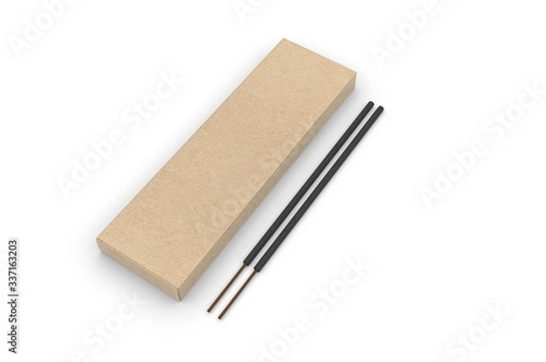 Fototapeta Blank Packaging Incense Stick Paper Box For Branding, 3d render illustration.