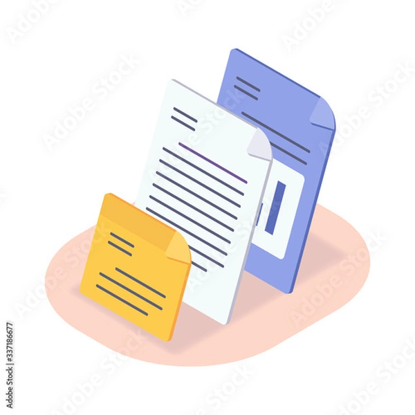 Fototapeta file document type isometric icon with modern flat style color