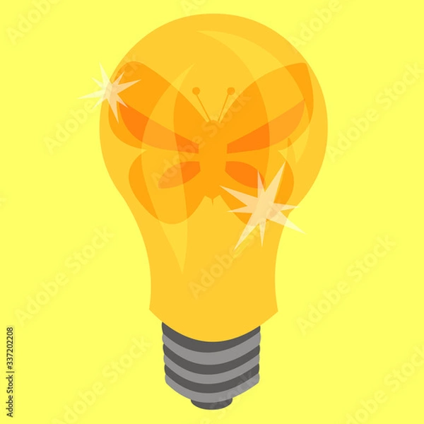 Fototapeta A butterfly inside a light bulb produces light