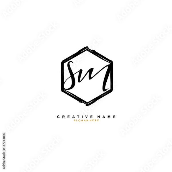 Fototapeta S M SM Initial logo template vector. Letter logo concept