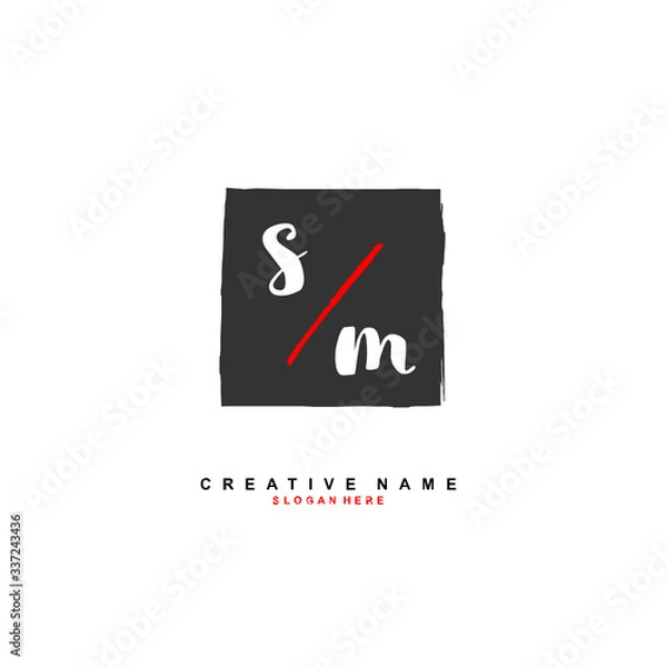 Fototapeta S M SM Initial logo template vector. Letter logo concept