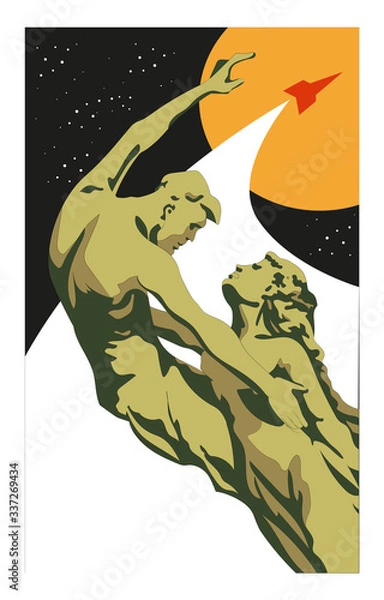 Fototapeta cosmonautics day vector card, space card, space