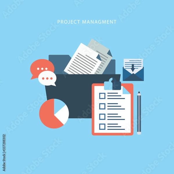 Fototapeta project management flat design concept