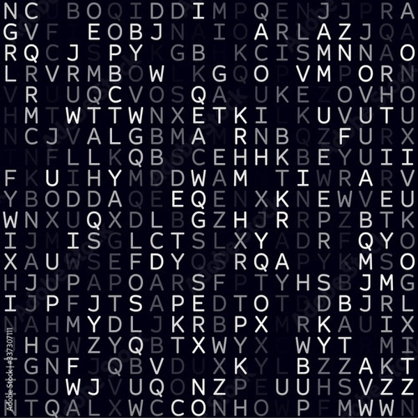 Fototapeta Abstract Matrix background. White filled alphabetical background. Small sized seamless pattern. Authentic vector illustration.