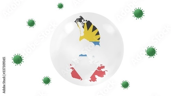 Fototapeta Antigua and Barbuda map inside crystal ball  protect from corona virus,stay at  home,work for home, overcome virus outbreak,virus protection concept,on white background, isolate