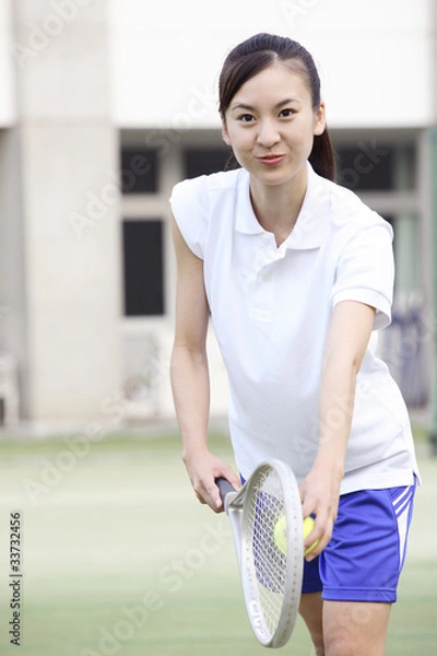 Obraz テニスをする女子高校生