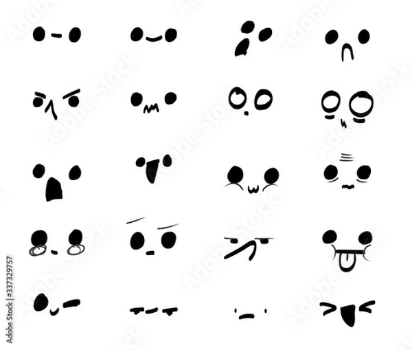 Fototapeta hand drawn cartoon funny emotional faces set