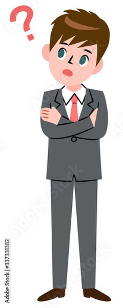 Fototapeta 若いビジネスマンとクエスチョンマーク