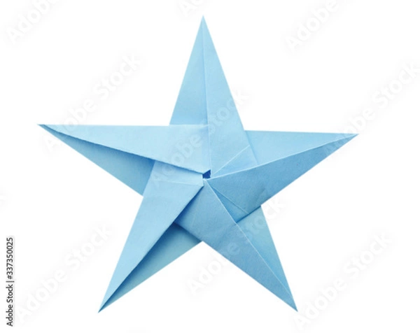 Obraz Blue origami paper star isolated white