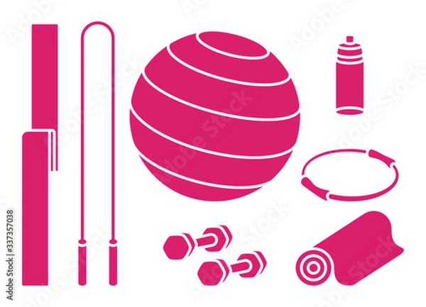 Obraz Flat design Pilates equipments icon set