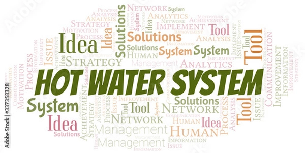 Fototapeta Hot Water System typography vector word cloud.