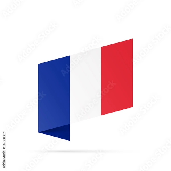 Fototapeta France flag state symbol isolated on background national banner. Greeting card National Independence Day of the French Republic. Illustration banner with realistic state flag of Fifth Republic France.