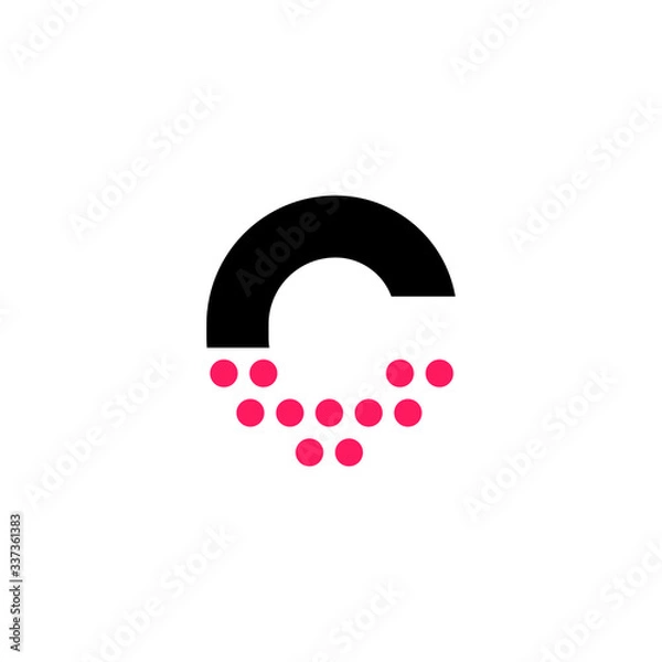 Fototapeta Red Dots Geometric Vector Logo Letter C