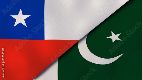 Obraz The flags of Chile and Pakistan. News, reportage, business background. 3d illustration