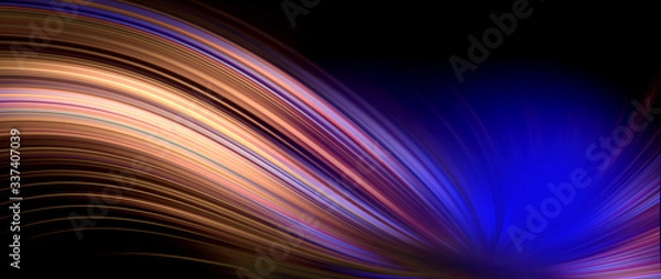 Fototapeta High speed fast advance curve technology evolution concept, Curved light tech trail abstract background