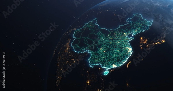 Fototapeta Planet Earth from Space People's Republic of China highlighted, elements of this image courtesy of NASA