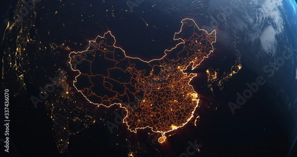 Fototapeta Planet Earth from Space People's Republic of China highlighted, elements of this image courtesy of NASA