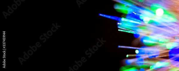 Obraz Bright multicolored luminous beams of light. Concept of of the modern technologies, big data, digital information