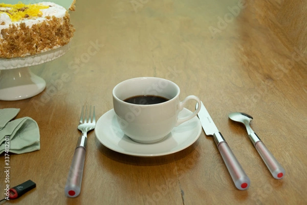 Obraz Delicious sweet cake with coffee.