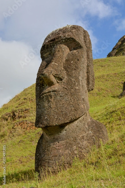 Fototapeta Quarry for stone to make ancient Maoi statues, Rano Raraku, on Rapa Nui, Easter Island