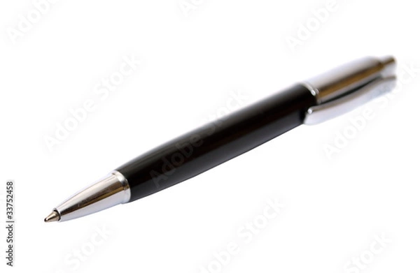 Obraz Black ballpoint pen on a white background