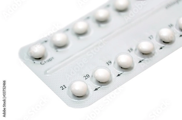 Obraz Birth control pills on white