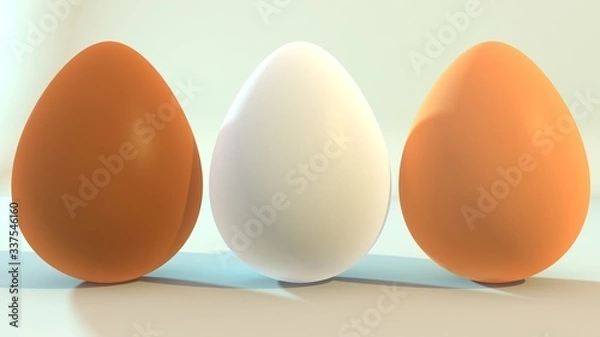 Fototapeta Eggs of different colors stand in a row