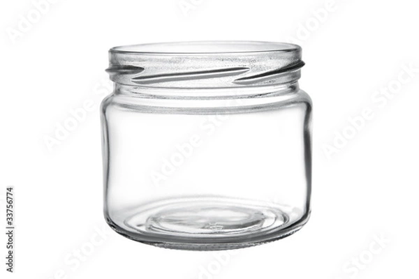 Obraz Empty glass jar isolated on white background