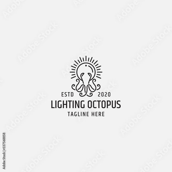Obraz Lighting octopus line logo template - vector