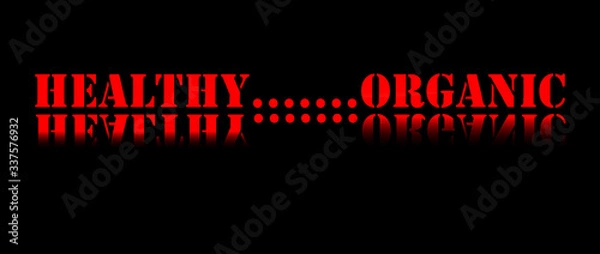 Fototapeta Logo z napisem Zdrowe ekologiczne w kolorze czarno-czerwonym z efektami lekkiego gradientu