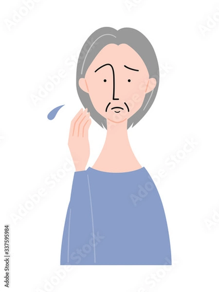 Fototapeta 憂鬱な表情の年配女性／上半身