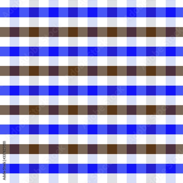 Fototapeta Blue beige diagonal check seamless fabric texture. Vector illustration.
