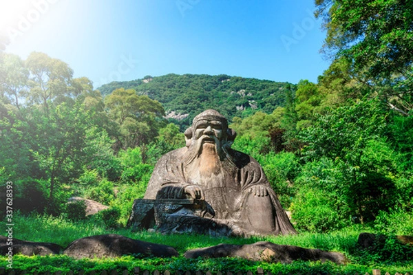 Fototapeta Laozi statue on Qingyuan Mountain, Quanzhou, China. 1,000-year-old Taoist stone carvings.
