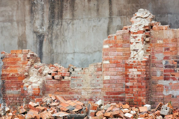 Obraz Destroyed brick wall