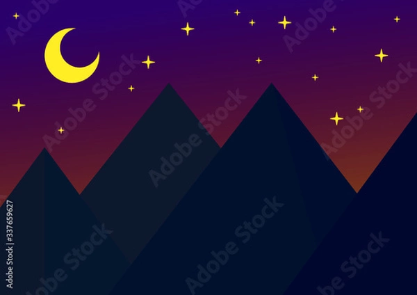 Fototapeta Illustration Background of Nature Mountain and Beach Landscape 